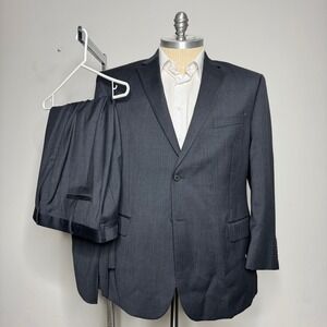 Jos A Bank Mens Charcoal Gray Wool Tailored Fit Suit 48R 42W Solid